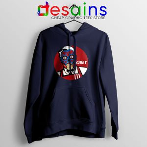 Funny Obey KFC Skull Navy Hoodie Face Bones Logo