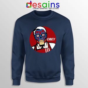 Funny Obey KFC Skull Navy Sweatshirt Face Bones Logo