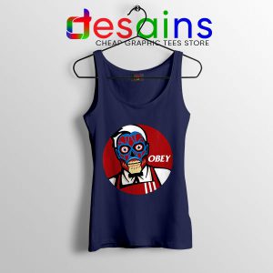 Funny Obey KFC Skull Navy Tank Top Face Bones Logo