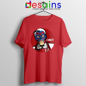 Funny Obey KFC Skull Red T Shirt Face Bones Logo