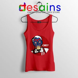 Funny Obey KFC Skull Red Tank Top Face Bones Logo