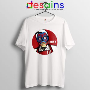 Funny Obey KFC Skull WHite T Shirt Face Bones Logo