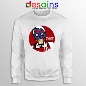 Funny Obey KFC Skull White Sweatshirt Face Bones Logo