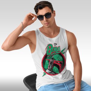 Helmet Star Wars Boba Fett White Tank Top Graphic Mandalorian