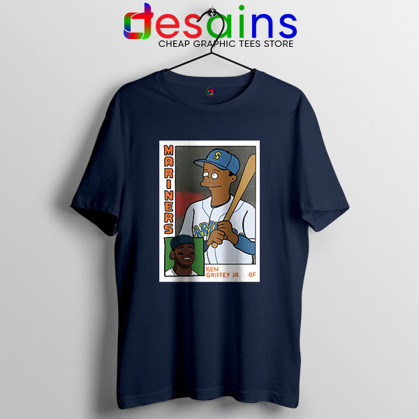 Ken Griffey Jr Homer Simpson Navy T Shirt Mariners MLB