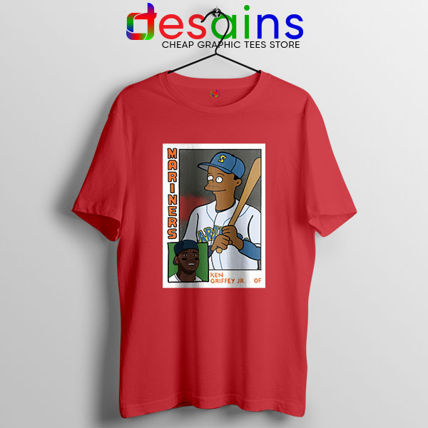 Ken Griffey Jr Homer Simpson Red T Shirt Mariners MLB