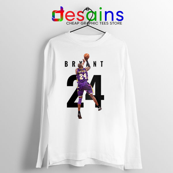 Kobe Bryant 24 Best Dunk White Long Sleeve Tee Legend NBA