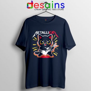 Metallica Cat Funny Navy T Shirt Metallicat Band