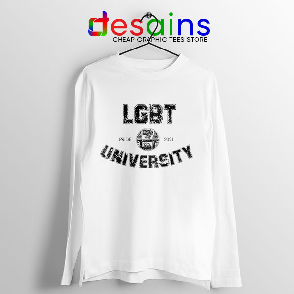 Pride LGBT University White Long Sleeve Tee Queer
