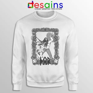 Thor God of Protection WHite Sweatshirt Norse Mythology