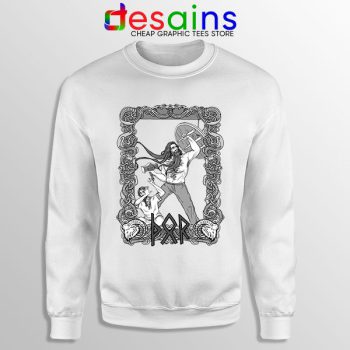 Thor God of Protection WHite Sweatshirt Norse Mythology