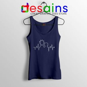 Funny Heartbeat Rick and Morty Navy Tank Top Adult Swim