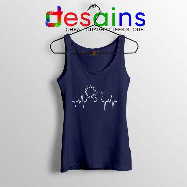 Funny Heartbeat Rick and Morty Navy Tank Top Adult Swim