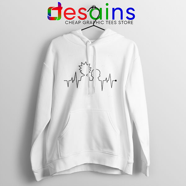 Funny Heartbeat Rick and Morty White Hoodie Adult Swim