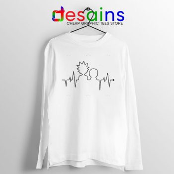 Funny Heartbeat Rick and Morty White Long Sleeve Tee