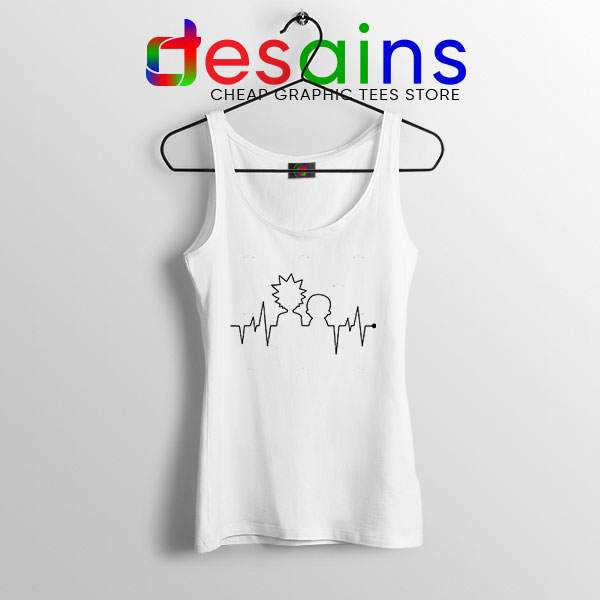 Funny Heartbeat Rick and Morty White Tank Top Adult Swim