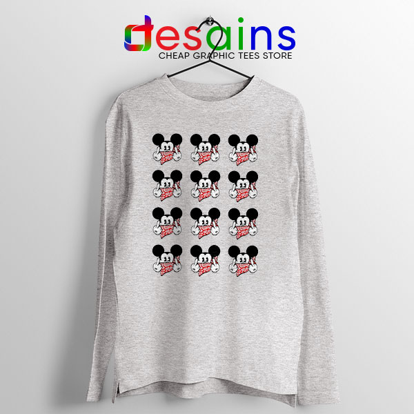 Mickey Mouse Flipping You Off Sport Grey Long Sleeve Tee Disney