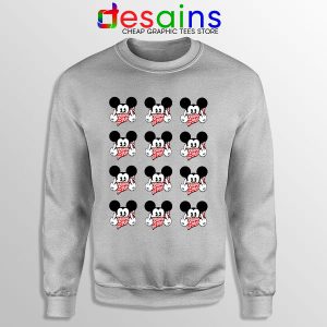 Mickey Mouse Flipping You Off Sport Grey Sweatshirt Disney Funny