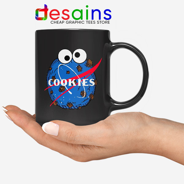 NASA Space Cookies Black Mug Funny Old Logo