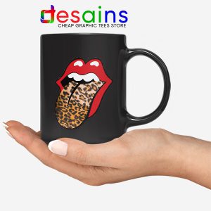 Rolling Stones Tongue Leopard Black Mug Band Logo