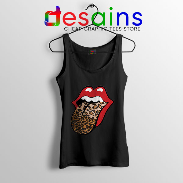 Rolling Stones Tongue Leopard Black Tank Top Band Logo
