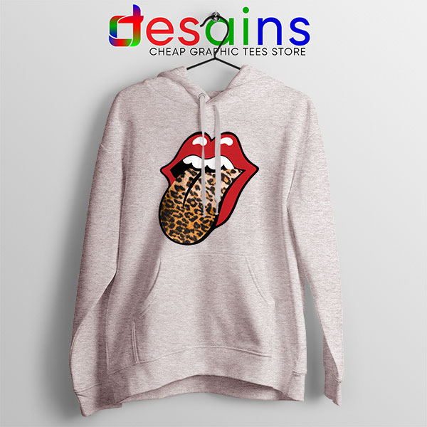 Rolling Stones Tongue Leopard Sport Grey Hoodie Band Logo