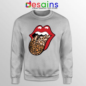 Rolling Stones Tongue Leopard Sport Grey Sweatshirt Band Logo