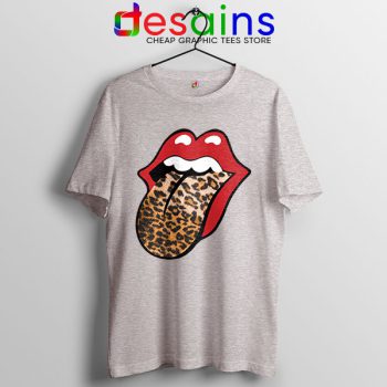 Rolling Stones Tongue Leopard Sport Grey T Shirt Band Logo