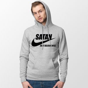 Satan The Devil Nike SPort Grey Hoodie Just Believe In It