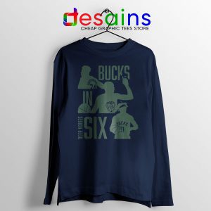 Best Bucks In Six NBA Navy Long Sleeve Tee Milwaukee Bucks