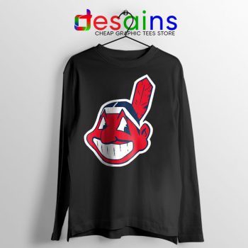 Best Chief Wahoo Logo Black Long Sleeve Tee Cleveland Indians