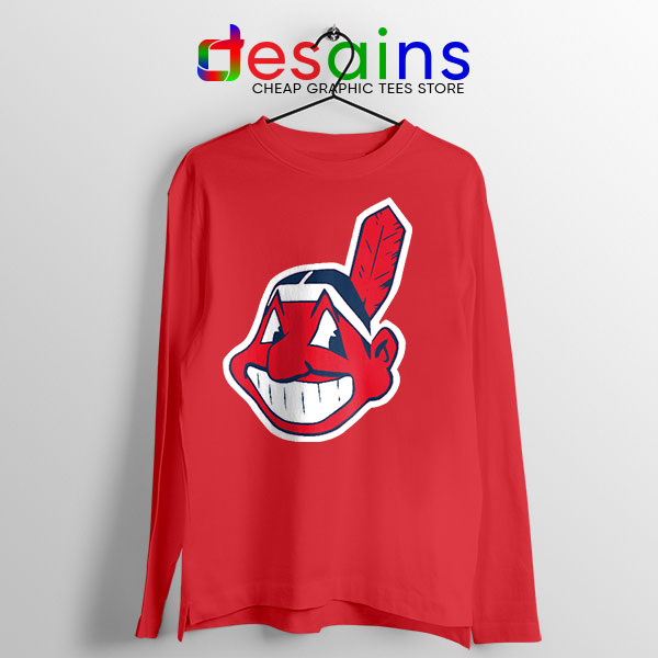 Best Chief Wahoo Logo Red Long Sleeve Tee Cleveland Indians