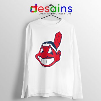 Best Chief Wahoo Logo White Long Sleeve Tee Cleveland Indians
