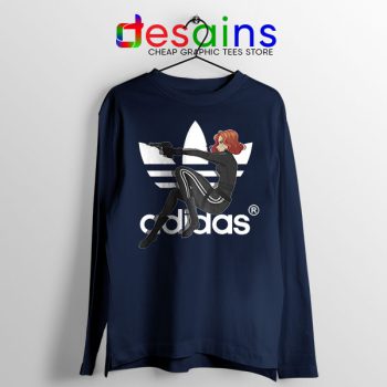 Best Natasha Romanoff Adidas Navy Long Sleeve Tee Black Widow