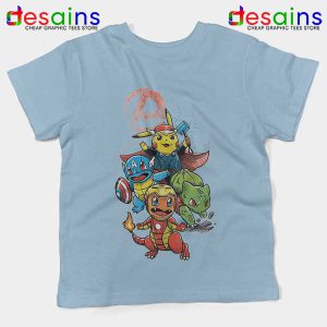 Cute Pokemon Avengers Light Blue Kids Tee Pokengers