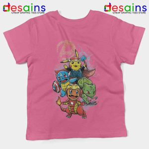 Cute Pokemon Avengers Pink Kids Tee Pokengers