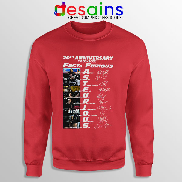Fast Furious 20th Anniversary Red Sweatshirt Fast Saga