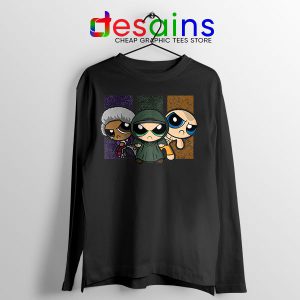 Glass Film Powerpuff Girls Black Long Sleeve Tee Cartoon