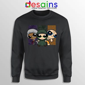 Glass Film Powerpuff Girls Black Sweatshirt Cartoon Split