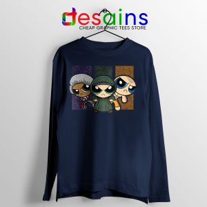 Glass Film Powerpuff Girls Navy Long Sleeve Tee Cartoon