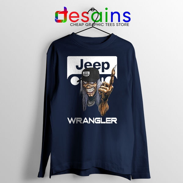 Jeep Maiden Skull Navy Long Sleeve Tee Wrangler Heavy Metal