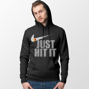 Just Hit It Nike Funny Black Hoodie Meme Smoke