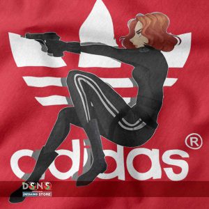 Marvel Black Widow Hoodie with Adidas Logo Parody