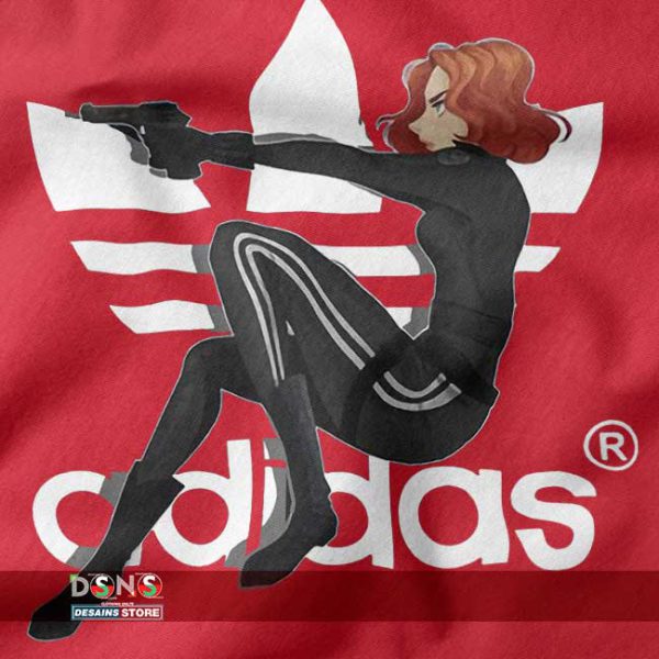 Marvel Black Widow Hoodie with Adidas Logo Parody