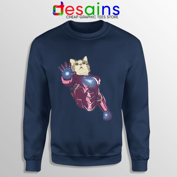 Meow Iron Man Avengers Navy Sweatshirt Funny Cats