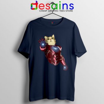 Meow Iron Man Avengers Navy T Shirt Funny Cats