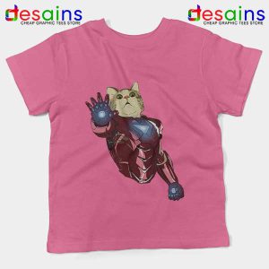 Meow Iron Man Avengers Pink Kids Tee Funny Cats