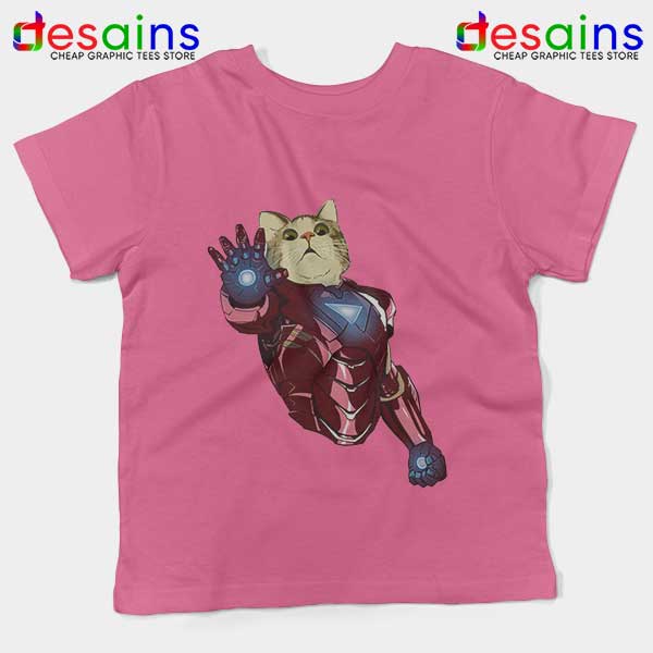 Meow Iron Man Avengers Pink Kids Tee Funny Cats