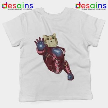 Meow Iron Man Avengers White Kids Tee Funny Cats