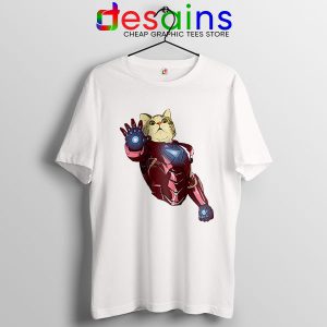 Meow Iron Man Avengers White T Shirt Funny Cats